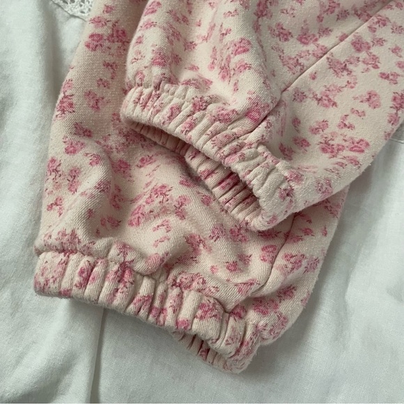 GAP x loveshackfancy LARGE Floral Jogger Sweatpants Girls Pink kids - Picture 6 of 7
